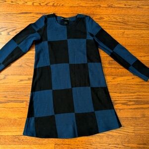 Marc Jacobs Blue and Black Checkered Dress with zipper